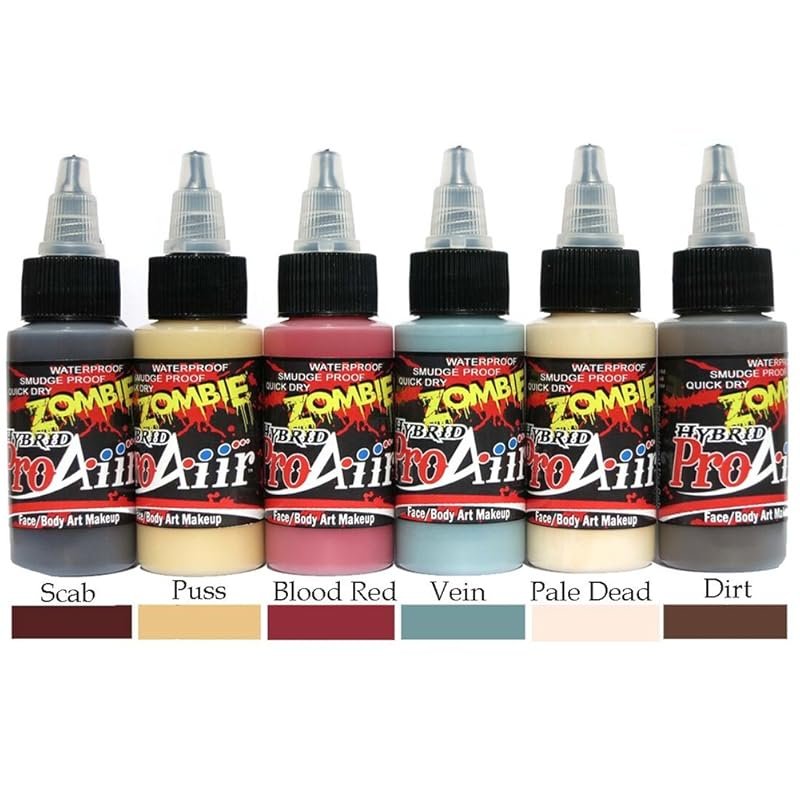 ProAiir Airbrush Makeup for Face and Body Paint - 6 Zombie Colors, 1 oz