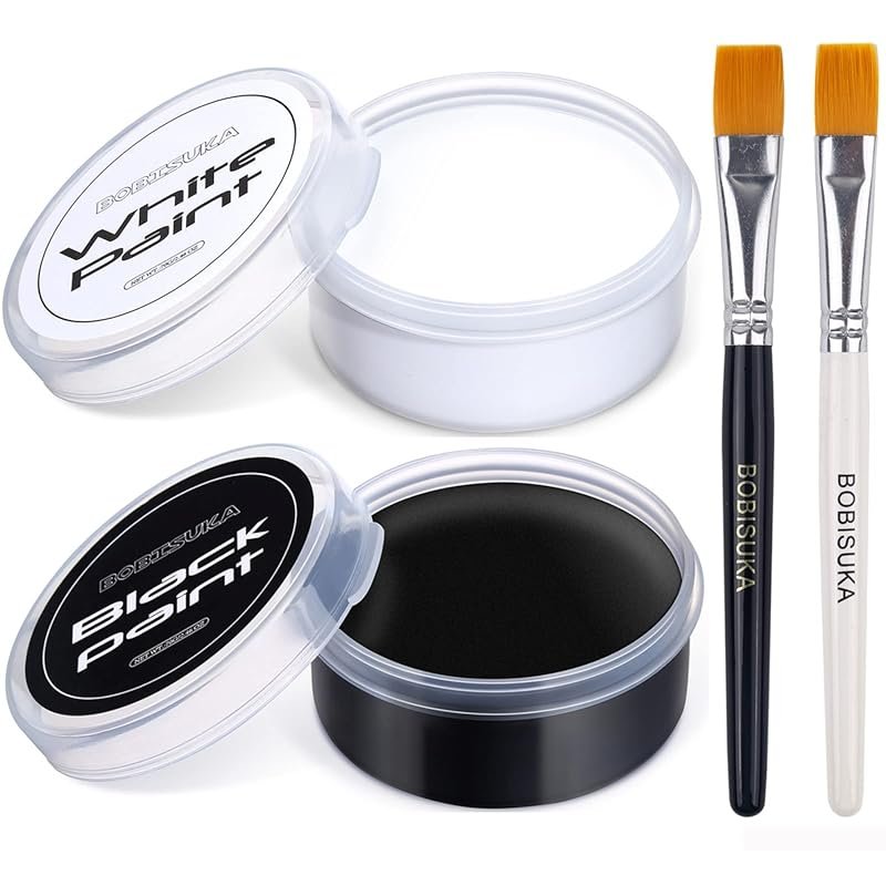 Professional Black and White Oil Face and Body Paint Set for Cosplay & SFX Makeu...