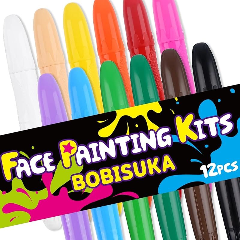 BOBISUKA 12 Color Water Based Face & Body Paint Sticks for Halloween Cosplay SFX...