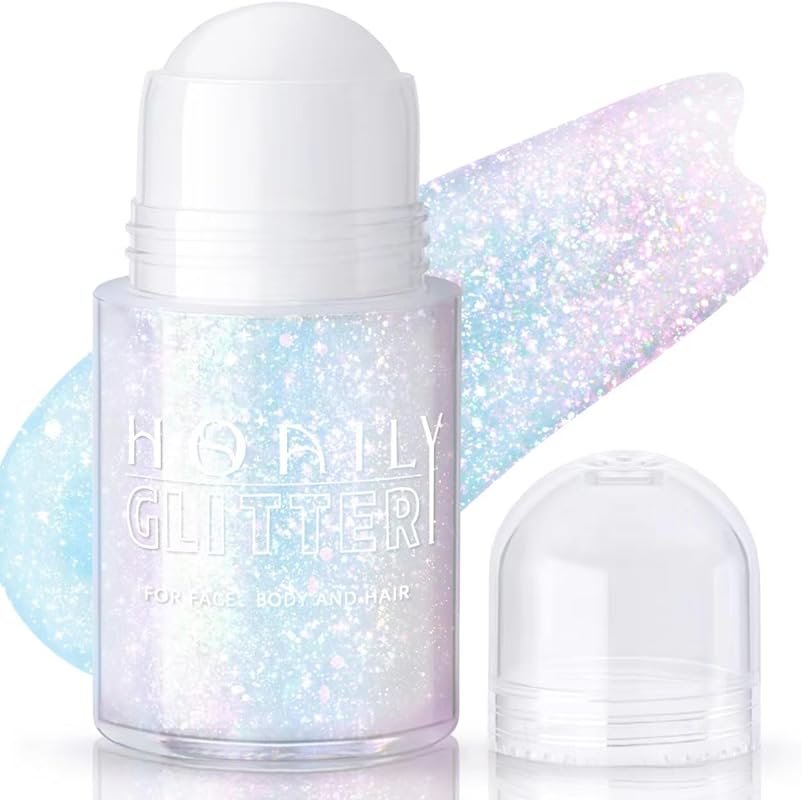 Roll-on Holographic Body Glitter Gel for Face Hair, Chameleon Color Changing Gli...