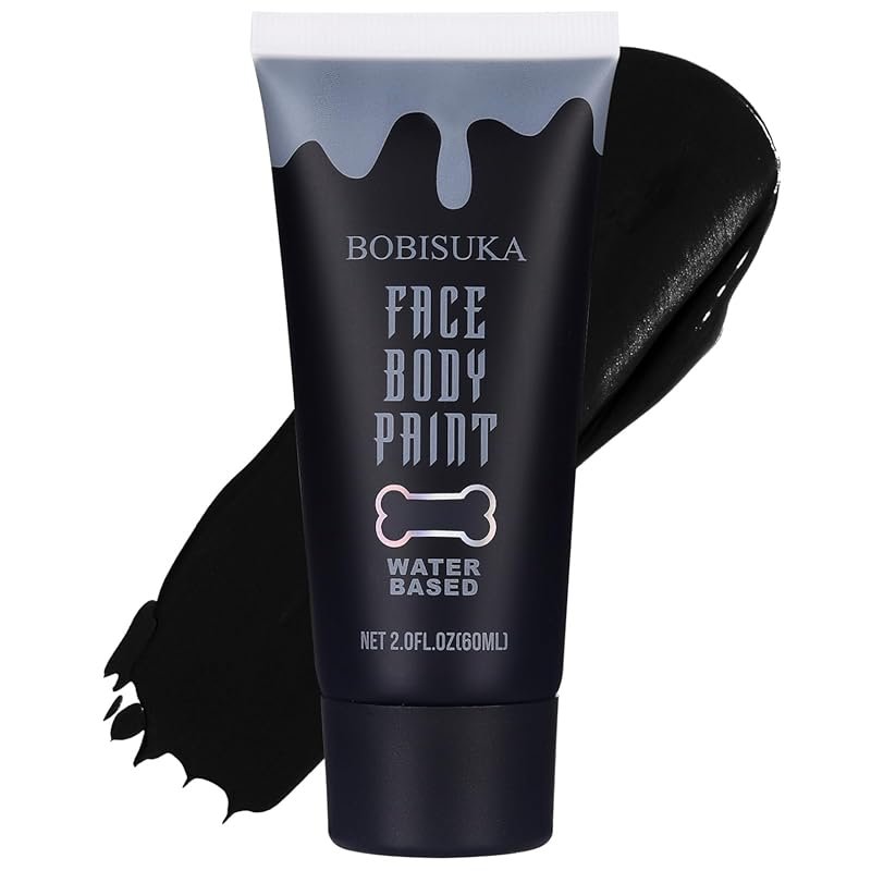 Waterproof Black Face & Body Makeup for Black Skin: Theater, Halloween, Cosplay