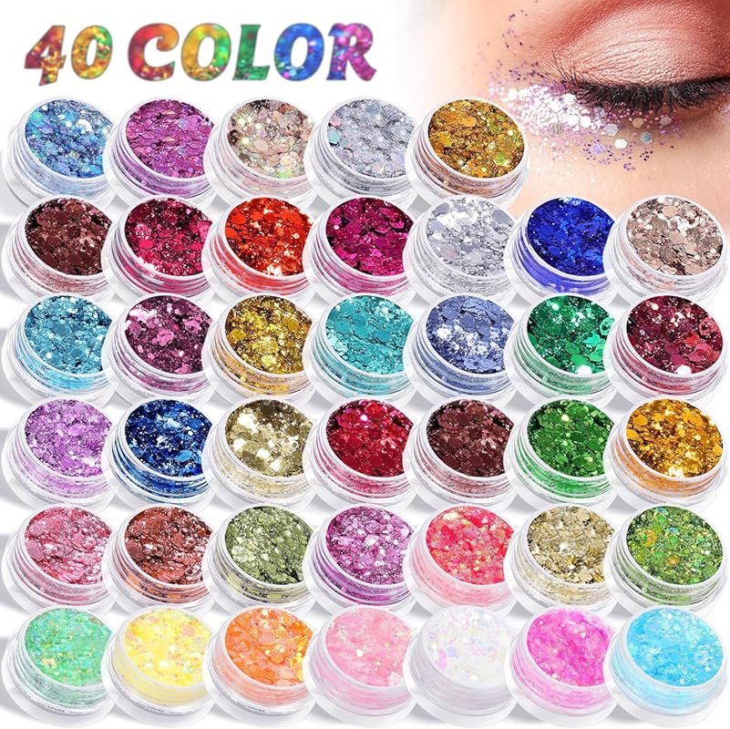 Glow in the Dark Body Glitter Makeup for Hair, Eyes, Face, Festivals, and Cospla...