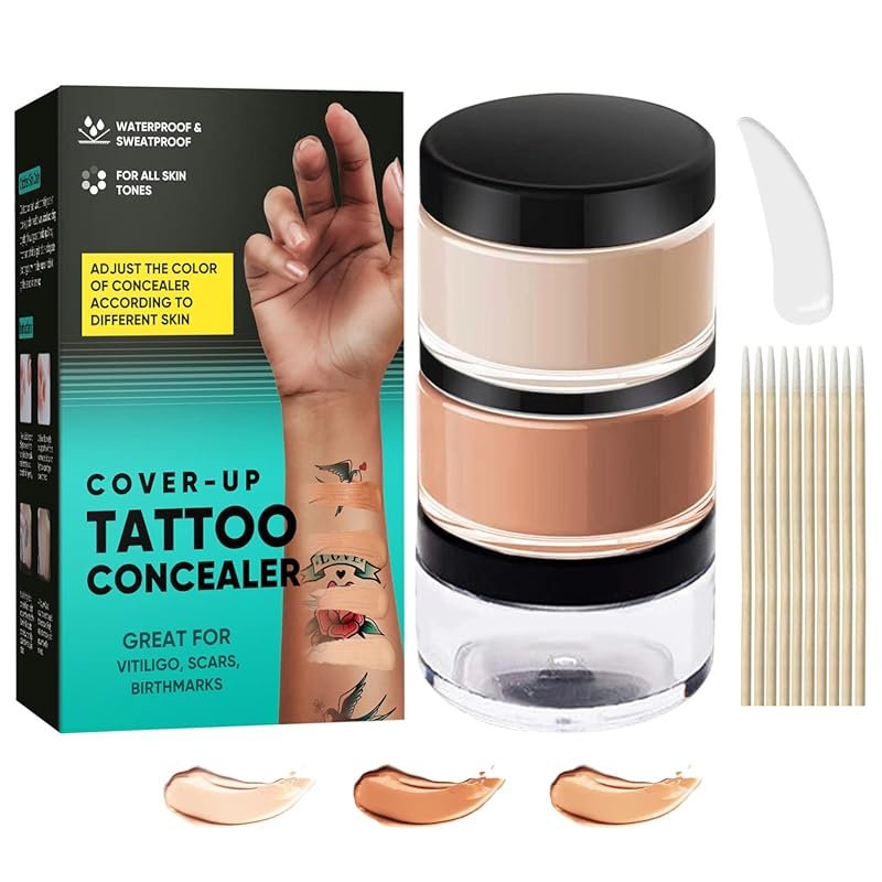 Waterproof Long-Lasting Body Makeup Concealer for Tattoos, Scars, Vitiligo, and ...