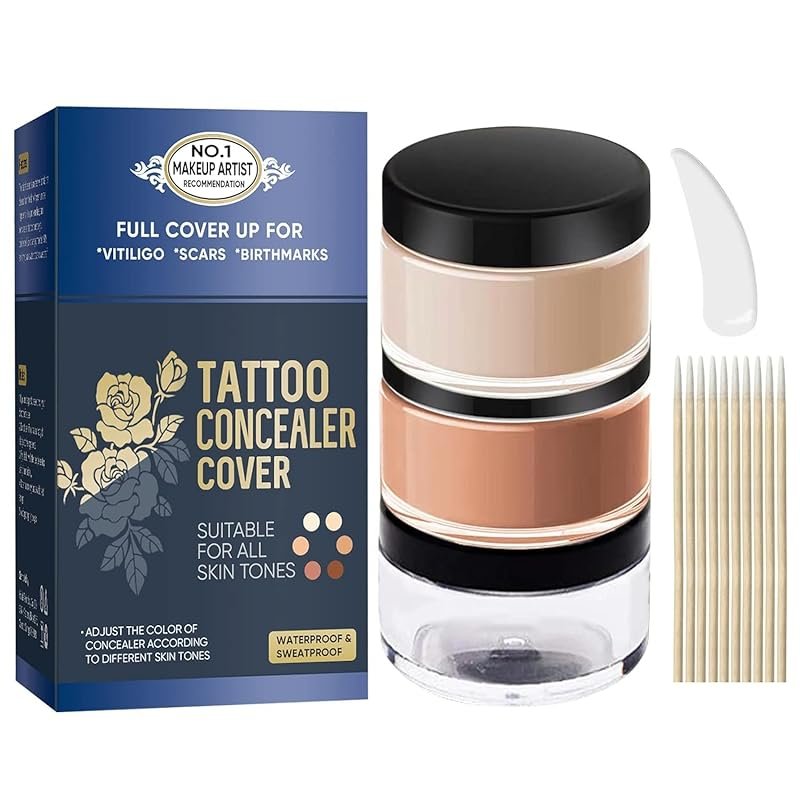 Waterproof Sweatproof Tattoo Cover Up Body Makeup Concealer, 2 Colors for Scars ...