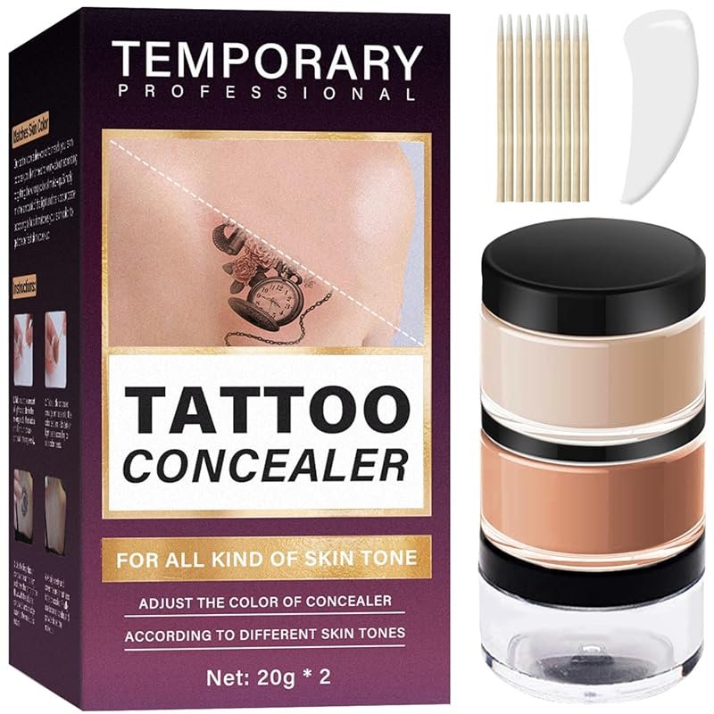 Body Makeup Concealer for Scars & Tattoos: Waterproof, Invisible 2-Color Formula...