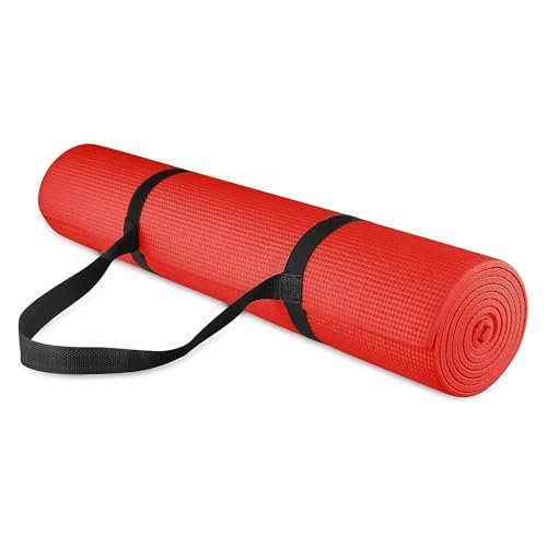 Fitvids 1/4-Inch High Density Thick Non Slip Yoga Mat Red