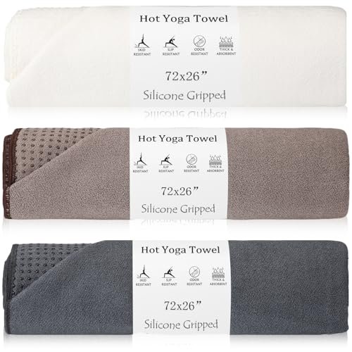 Hahafelt 3 Pack Hot Yoga Towel Non Slip Microfiber