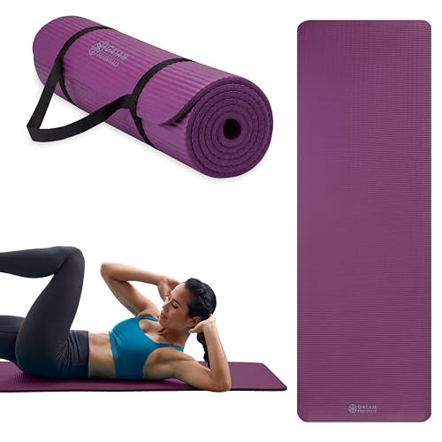 Gaiam Essentials Thick Yoga Mat Fitness & Exercise Mat...