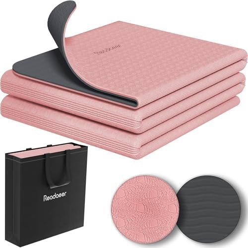 Readaeer Foldable Yoga Mat for Travel Folding 6mm TPE.