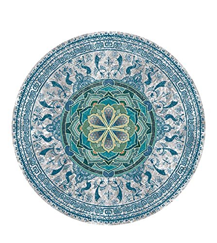 Knsbk Large Round Yoga Mat 4.6’ x 3.5mm Thick Non-Slip.