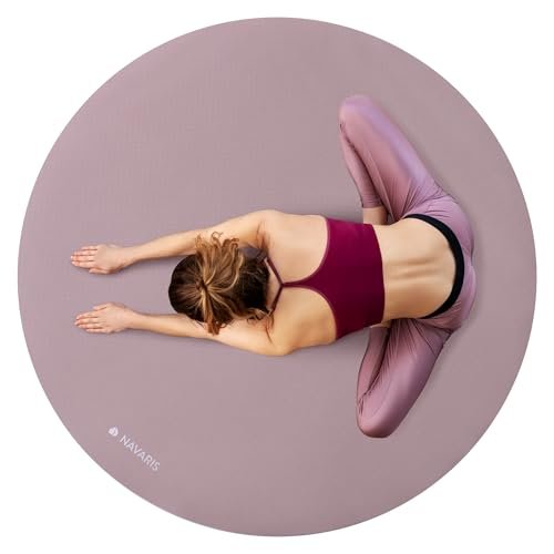 Navaris Round Yoga Mat - Circular Non-Slip Thick Rubber Mat