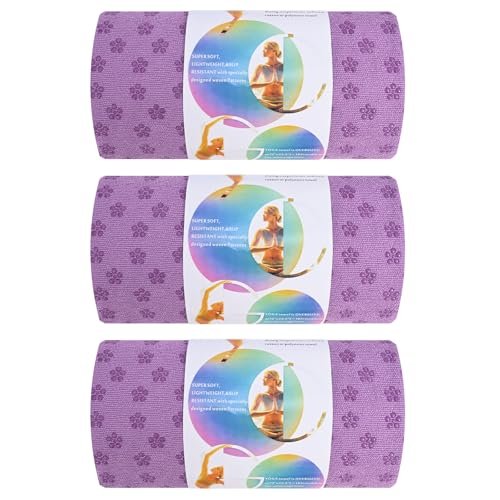 FXKS 3 Pack Hot Yoga Towels with Non-Slip Lavender Suede