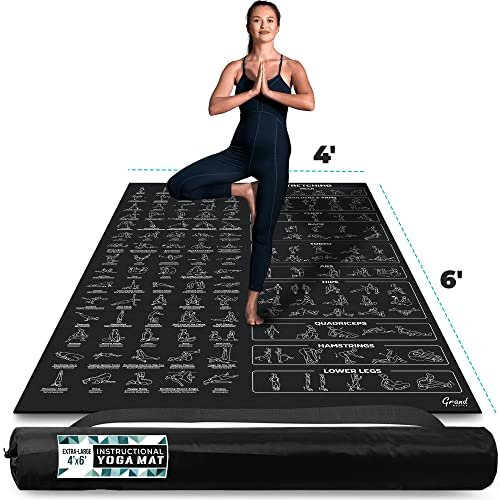 Extra-Large 6' x 4' Instructional Yoga Mat with Poses.