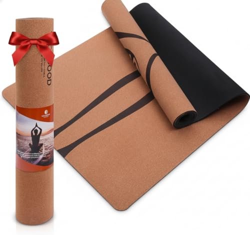 YOGA DOOD Cork Yoga Mat Thick 4mm Moisture Activated Grip
