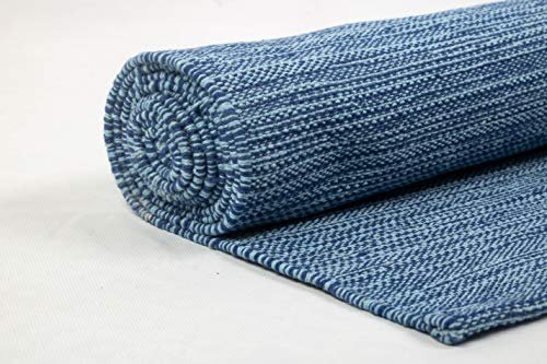 Handmade Organic Cotton Yoga Mat by Live Well 360 Blue.