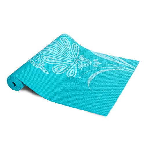 Tone Fitness Yoga Mat with Floral Pattern, Teal.