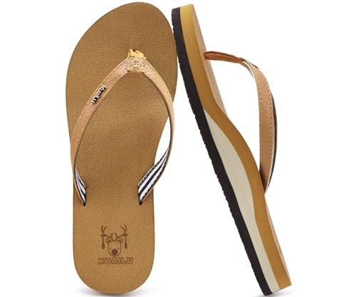 KuaiLu Womens Arch Support Flip Flops Comfortable Walking...