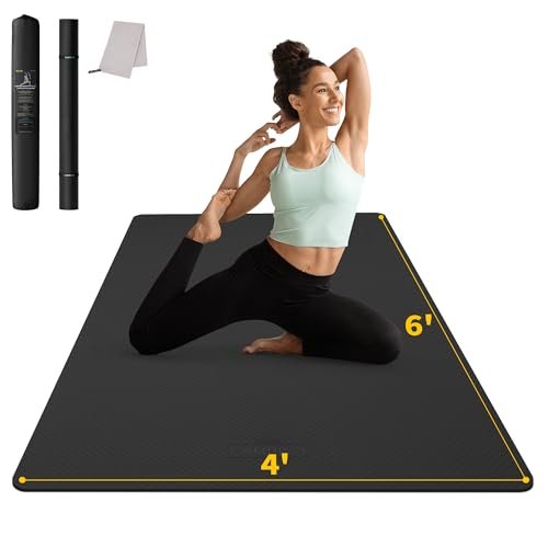 CAMBIVO Large Yoga Mat (6'x 4'), Extra Thick TPE Workout