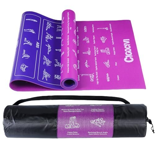 CIGOCIVI Instructional Travel Yoga Mat with 75 Asanas Poses...