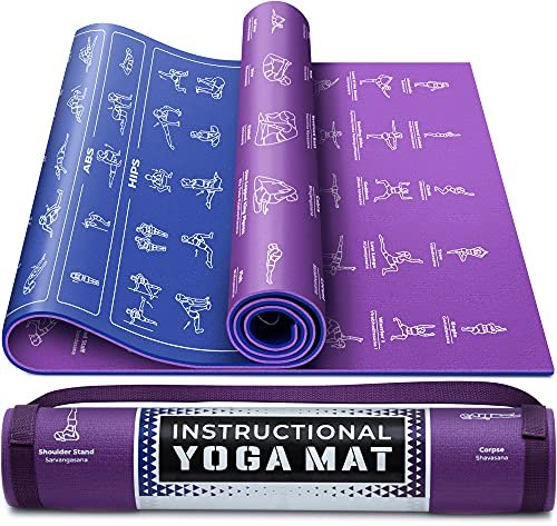 Instructional Cute Yoga Mat with Poses Printed On It.