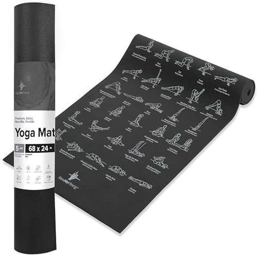 NewMe Fitness Yoga Mat for Women and Men with Poses