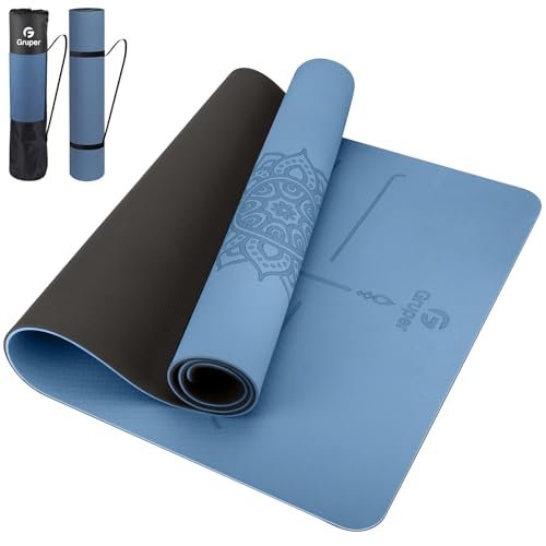 Yoga Mat Non Slip TPE Thick Yoga Alignment Mark Mat.