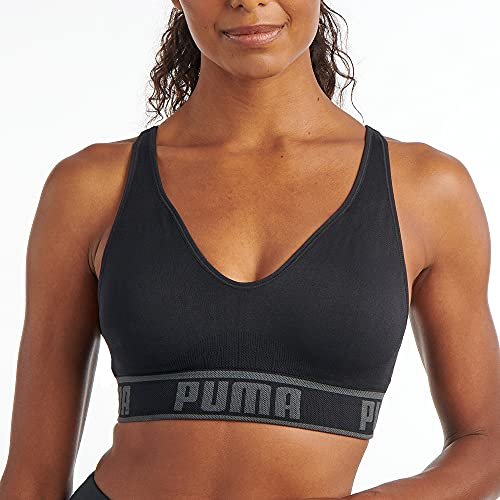 PUMA womens Seamless Sports Bra, Black, Small US