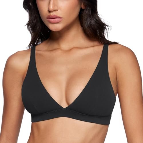 INGIA Womens Deep V-Neck Sports Bra Padded Yoga Fitness Top