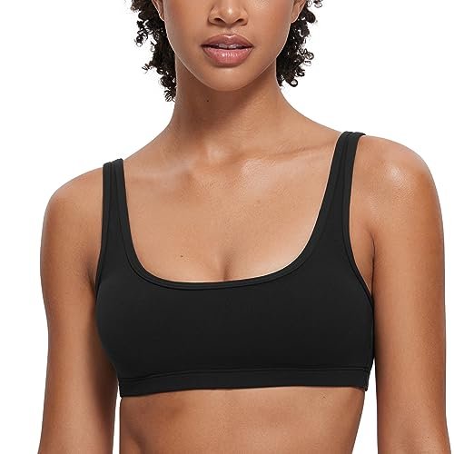 CRZ YOGA Butterluxe Mini Bra for Women, Scoop Neck Padded.