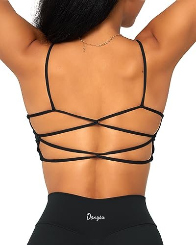 Danysu Womens Backless Sports Bra Open Back Workout Top.