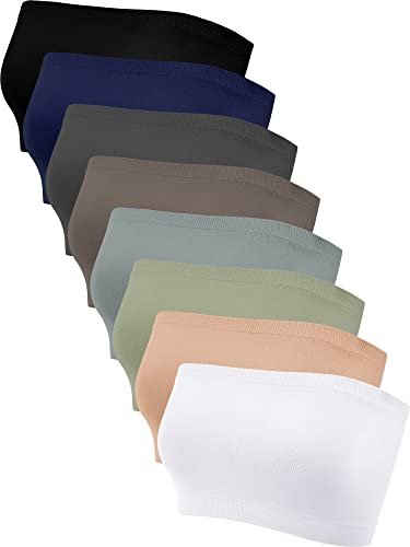Bencailor 8 Pieces Bandeau Top for Women, Seamless...