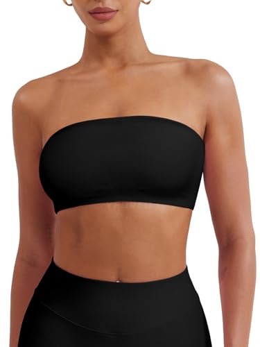 YEOREO Strapless Bandeau Sports Bra for Workout Seamless...