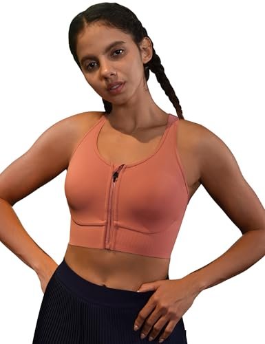 Cordaw Front Zipper Racerback Sports Bra for High Impact...