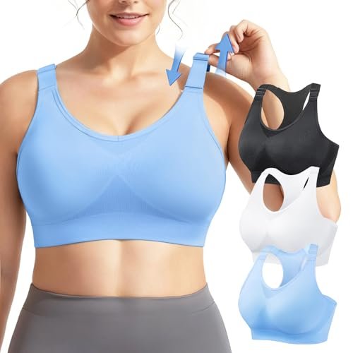 FITTIN Support Sports Bras for Women: 3 Pack Racerback...