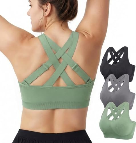 Sports Bras for Women High Support: Padded Workout Criss...