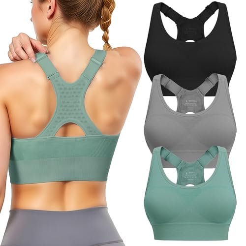 Sports Bras for Women High Support: Adjustable Strap 3 Pack