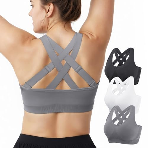 Sports Bras for Women High Support: Padded Workout Criss...