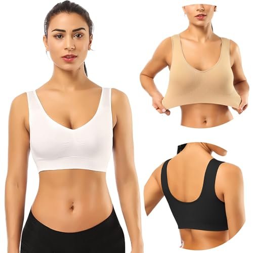 BESTENA Sports Bras for Women, 3 Pack Seamless Comfortable