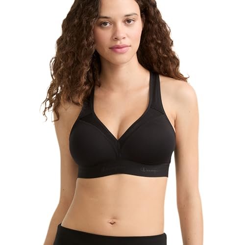 Champion Womens Bra, Curvy Moderate Support Low Cut Black.