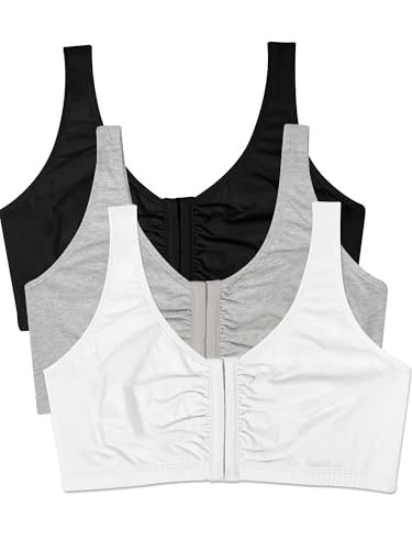Fruit of the Loom womens Front Close Sports Bra 3-Pack.