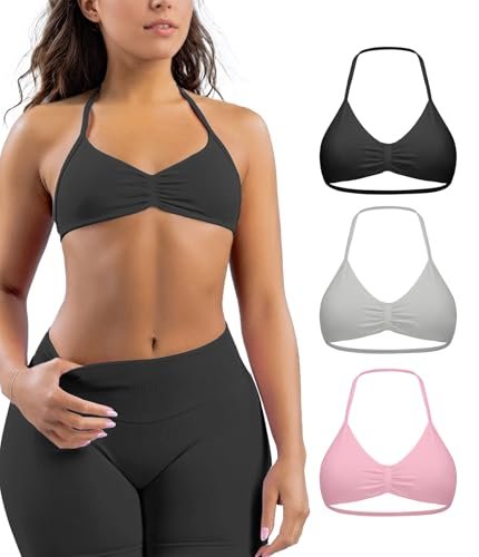 Comper Women's 3 Pack Strappy Bras Halter Sports Bralettes