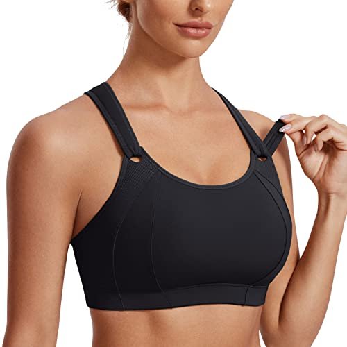SYROKAN Women's Sports Bra Front Adjustable High Impact...