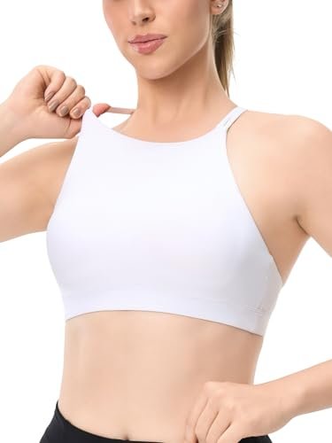 Omwilddo High Neck Cross Back Sports Bra Light Support Yoga.