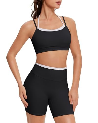 OMKAGI Workout Sets for Women Cute Doubel Layer Outfits