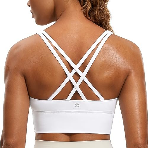 CRZ YOGA Naked Feeling Strappy Longline Sports Bra for Women