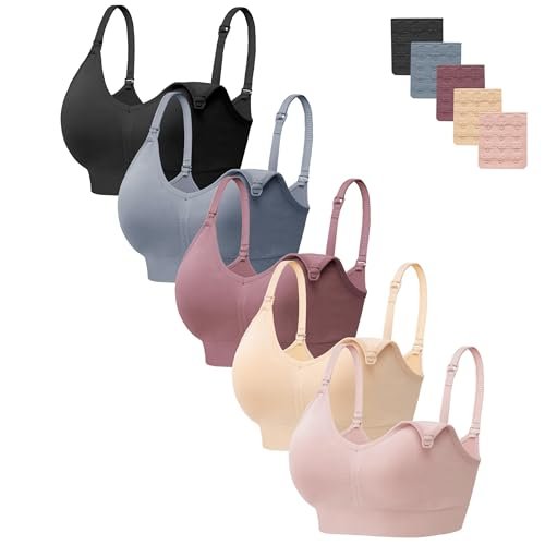 HBselect Women Maternity Bras 5 Pack Nursing Seamless...