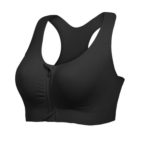Lemef Front Zipper Sports Bras for Women Wirefree Support.