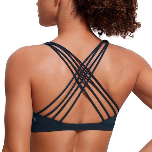 CRZ YOGA Naked Feeling Strappy Sports Bras True Navy Medium