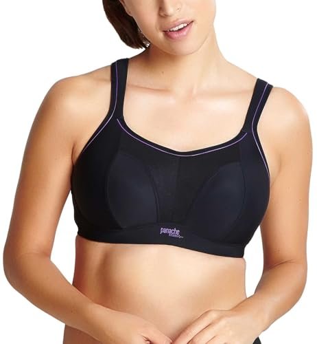 Panache Women's Plus-Size Non Wired Sports Bra, Black, 34D