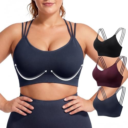 FITTIN Strappy Sports Bras for Women: Padded Full Coverage...